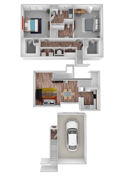 Floor plan for 2 beds, 2 baths, 1491 sqft
