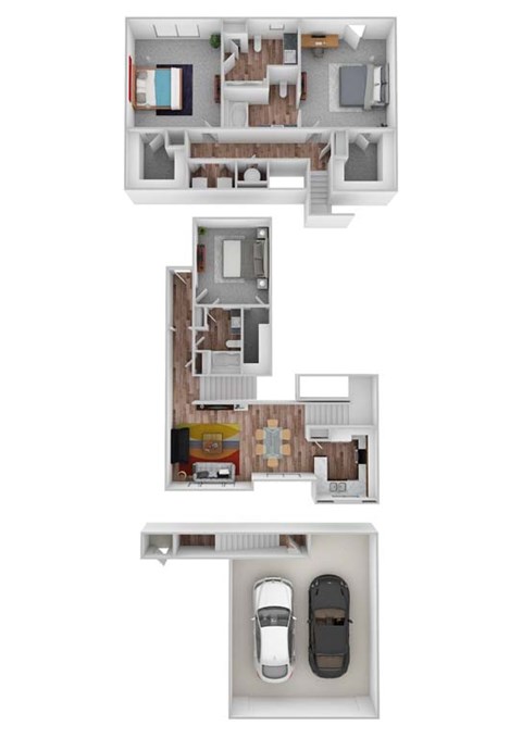 Floor plan for 3 beds, 3 baths, 1590 sqft