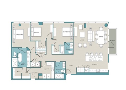 Floor plan for 3 beds, 3 baths, 2199 sqft