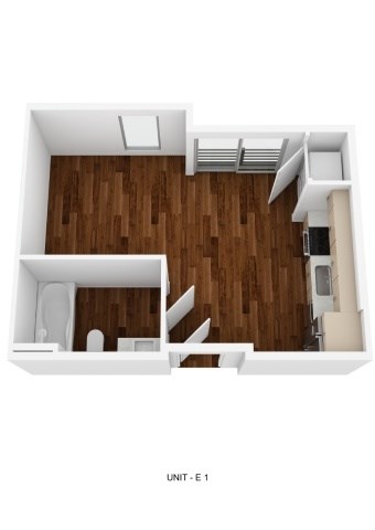 Floor plan for studio, 1 bath, 343 sqft