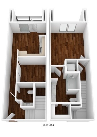 Floor plan for 1 bed, 1.5 baths, 832 sqft