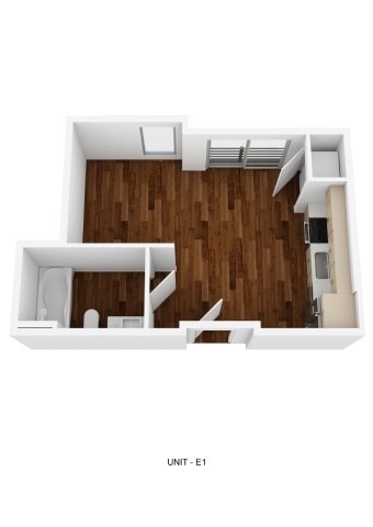Floor plan for studio, 1 bath, 344 sqft