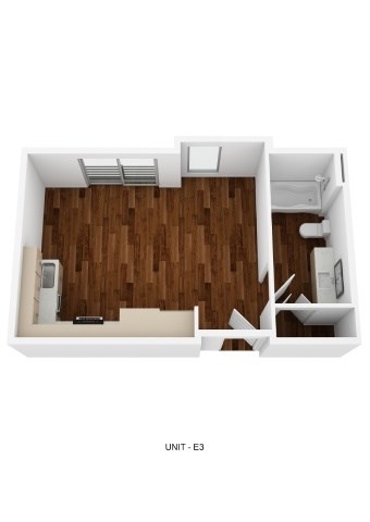 Floor plan for studio, 1 bath, 380 sqft