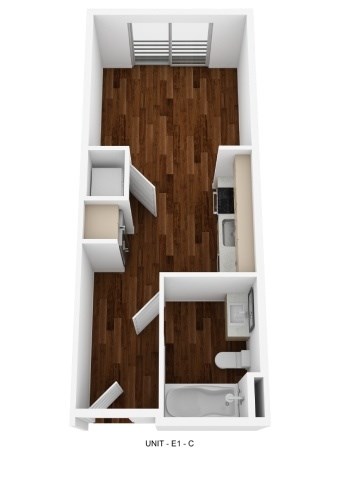 Floor plan for studio, 1 bath, 353 sqft
