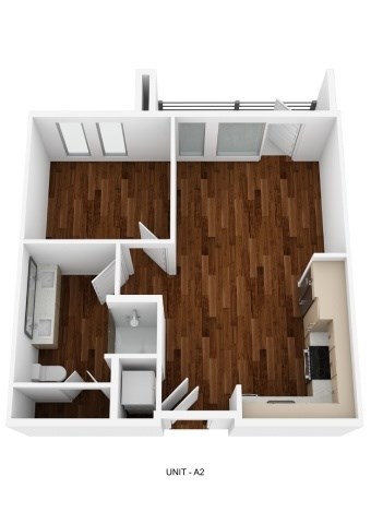 Floor plan for 1 bed, 1 bath, 519 sqft