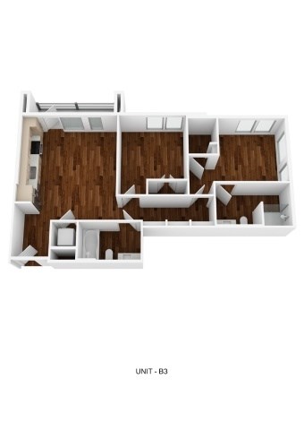Floor plan for 2 beds, 2 baths, 809 sqft