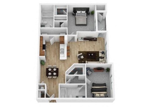 Floor plan for 2 beds, 2 baths, 1149 sqft