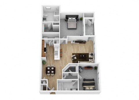Floor plan for 2 beds, 2 baths, 1185 sqft