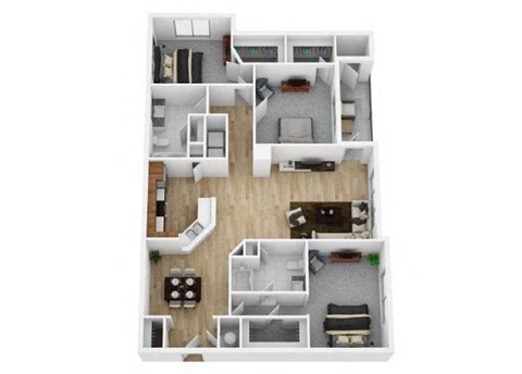 Floor plan for 3 beds, 2 baths, 1435 sqft
