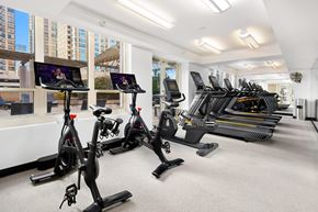 Chicago apartment for rent - the gym has treadmills and exercise equipment in the lobby of the condo