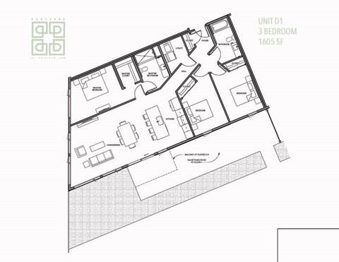 Floor plan for 3 beds, 2 baths, 1488 sqft
