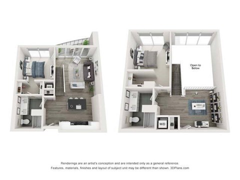 Floor plan for 2 beds, 2 baths, 1347 sqft