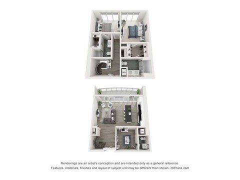 Floor plan for 2 beds, 2.5 baths, 1600 sqft
