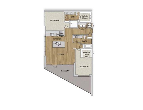 Floor plan for 2 beds, 2 baths, 1372 sqft