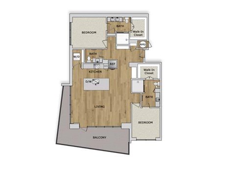 Floor plan for 2 beds, 2.5 baths, 1642 sqft