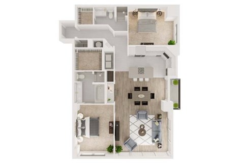 Floor plan for 2 beds, 2 baths, 1594 sqft