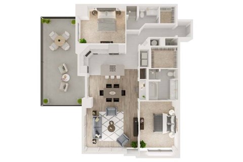 Floor plan for 2 beds, 2 baths, 1619 sqft