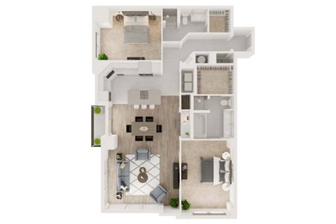 Floor plan for 2 beds, 2 baths, 1619 sqft