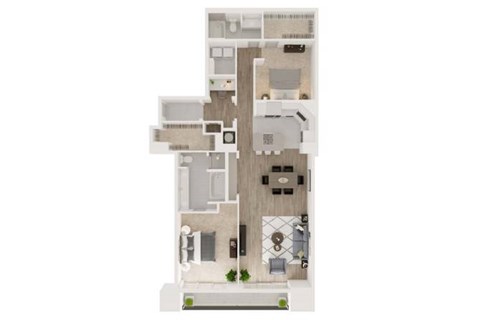 Floor plan for 2 beds, 2 baths, 1635 sqft