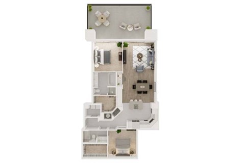 Floor plan for 2 beds, 2 baths, 1524 sqft