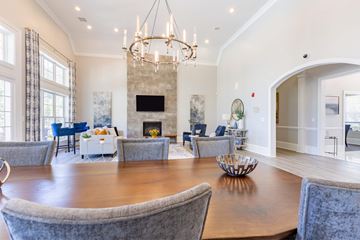 Columbia apartment for rent - a living room with a table and chairs and a fireplace
