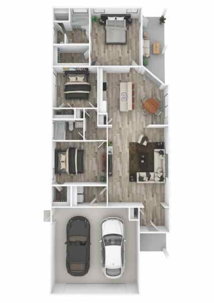 Floor plan for 3 beds, 2 baths, 1477 sqft