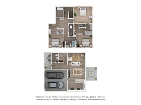Floor plan for 3 beds, 2.5 baths, 1887 sqft