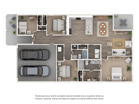 Floor plan for 4 beds, 2 baths, 1587 sqft