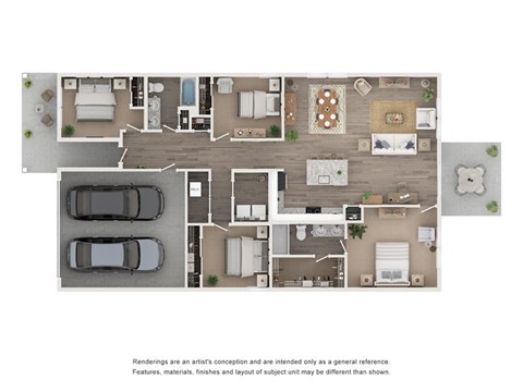 Floor plan for 4 beds, 2 baths, 1721 sqft