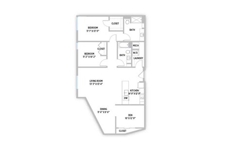 Floor plan for 2 beds, 2 baths, 1446 sqft