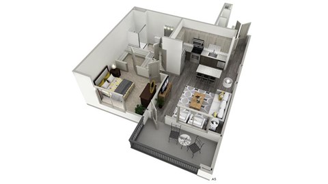 Floor plan for 1 bed, 1 bath, 723 sqft