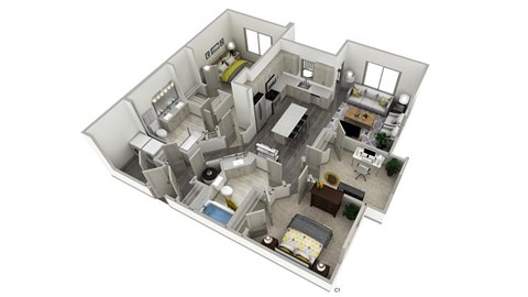 Floor plan for 3 beds, 2 baths, 1170 sqft