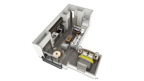 Floor plan for studio, 1 bath, 459 sqft