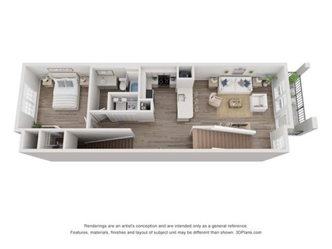 Floor plan for 1 bed, 1 bath, 1304 sqft