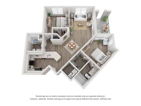 Floor plan for 2 beds, 2 baths, 1112 sqft