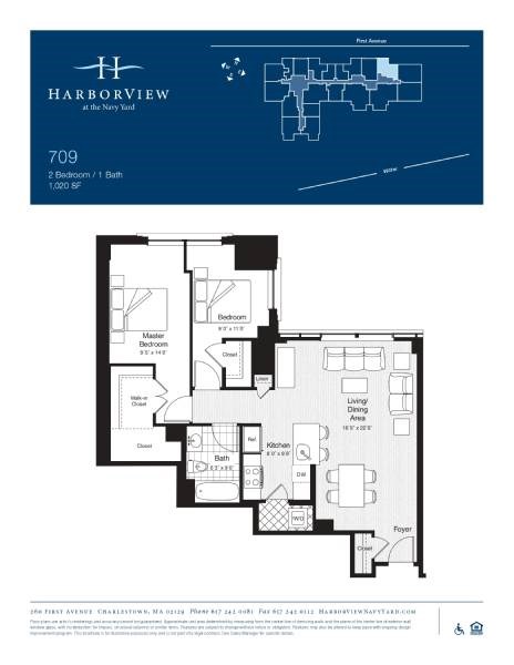 Floor plan for 2 beds, 1 bath, 1020 sqft