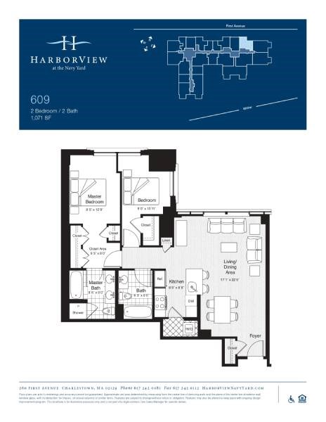 Floor plan for 2 beds, 2 baths, 1071 sqft