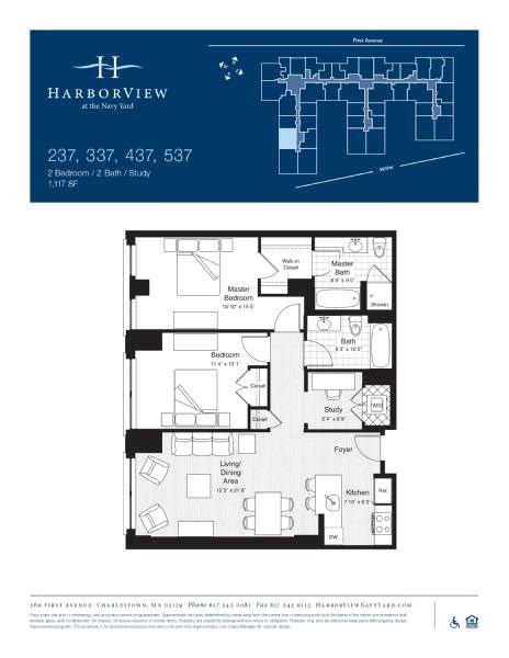 Floor plan for 2 beds, 2 baths, 1117 sqft