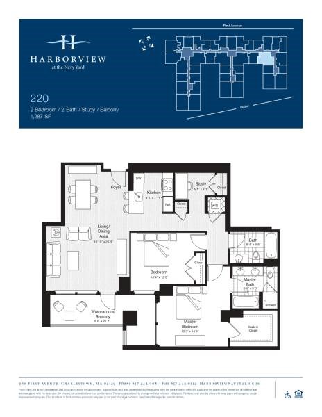 Floor plan for 2 beds, 2 baths, 1287 sqft