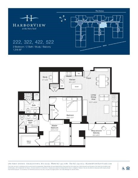 Floor plan for 2 beds, 2 baths, 1318 sqft