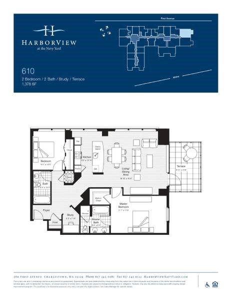 Floor plan for 2 beds, 2 baths, 1378 sqft