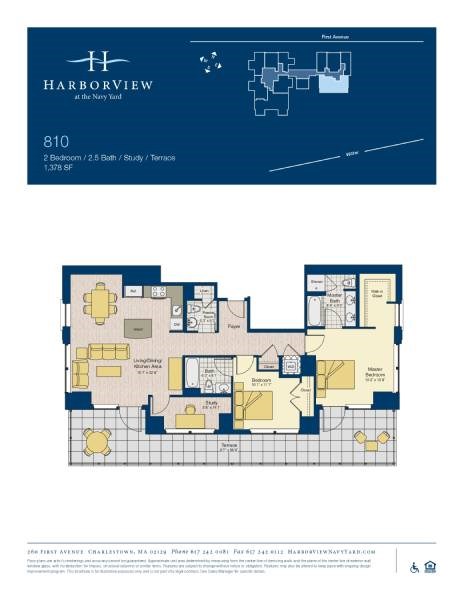 Floor plan for 2 beds, 2.5 baths, 1378 sqft