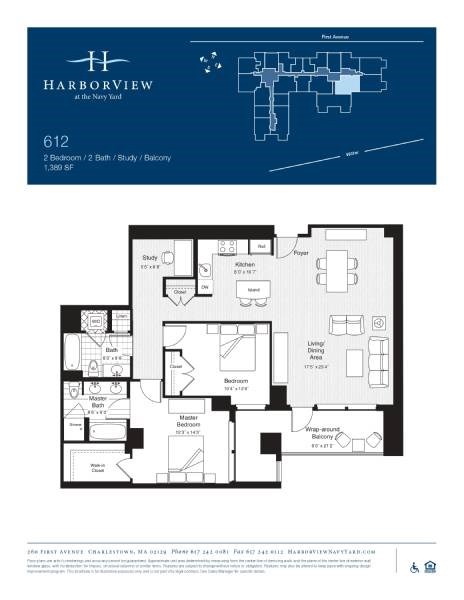 Floor plan for 2 beds, 2 baths, 1389 sqft