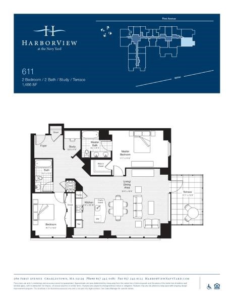 Floor plan for 2 beds, 2 baths, 1468 sqft