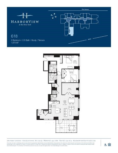 Floor plan for 2 beds, 2.5 baths, 1573 sqft