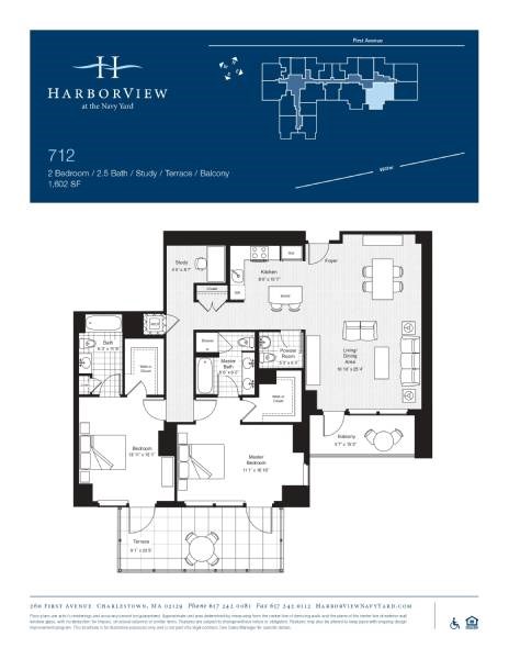 Floor plan for 2 beds, 2.5 baths, 1602 sqft