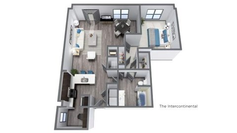 Floor plan for 1 bed, 1 bath, 1082 sqft