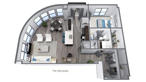 Floor plan for 1 bed, 1 bath, 1190 sqft