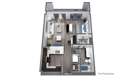 Floor plan for studio, 1 bath, 605 sqft