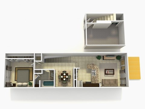 Floor plan for 1 bed, 1 bath, 894 sqft